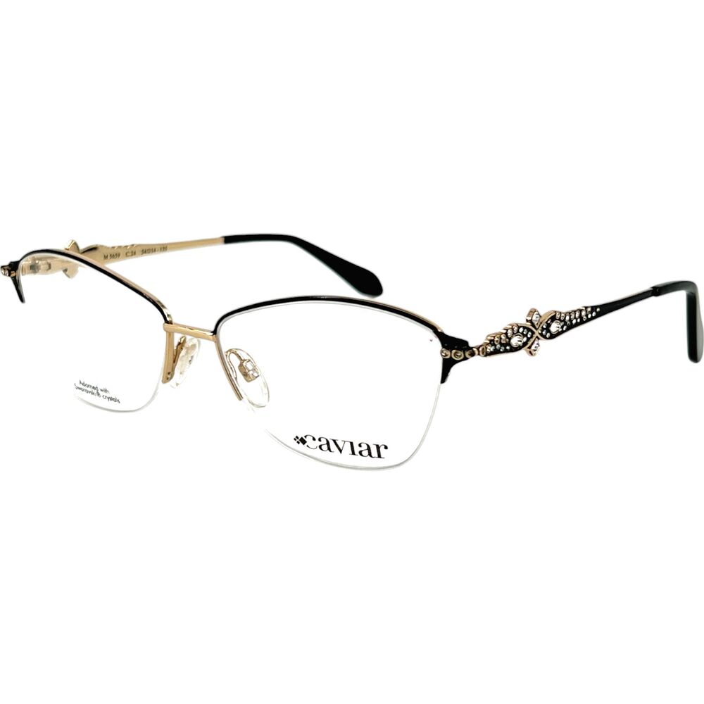 Caviar M5659 Womens Eyeglass Frame C24 Black w Clear Crystals
